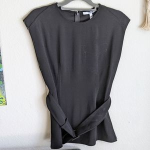 10 Lam Derek Crosby Black Sleeveless Belted Top Blouse Sz 6